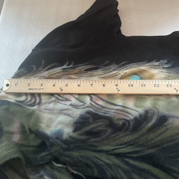 Adore Cardigan Women Small Black Peacock Feather Asymmetrical Hem Open Front - Picture 8 of 11